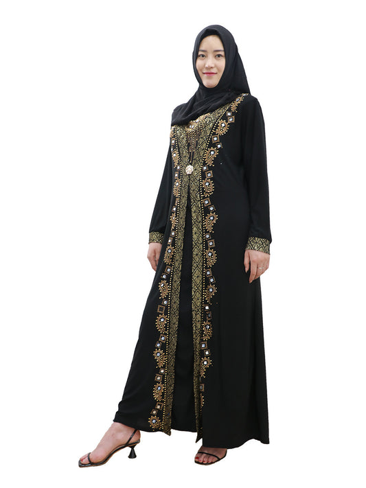 Women's Diamond Pattern A-Line
Dress with Long Sleeves