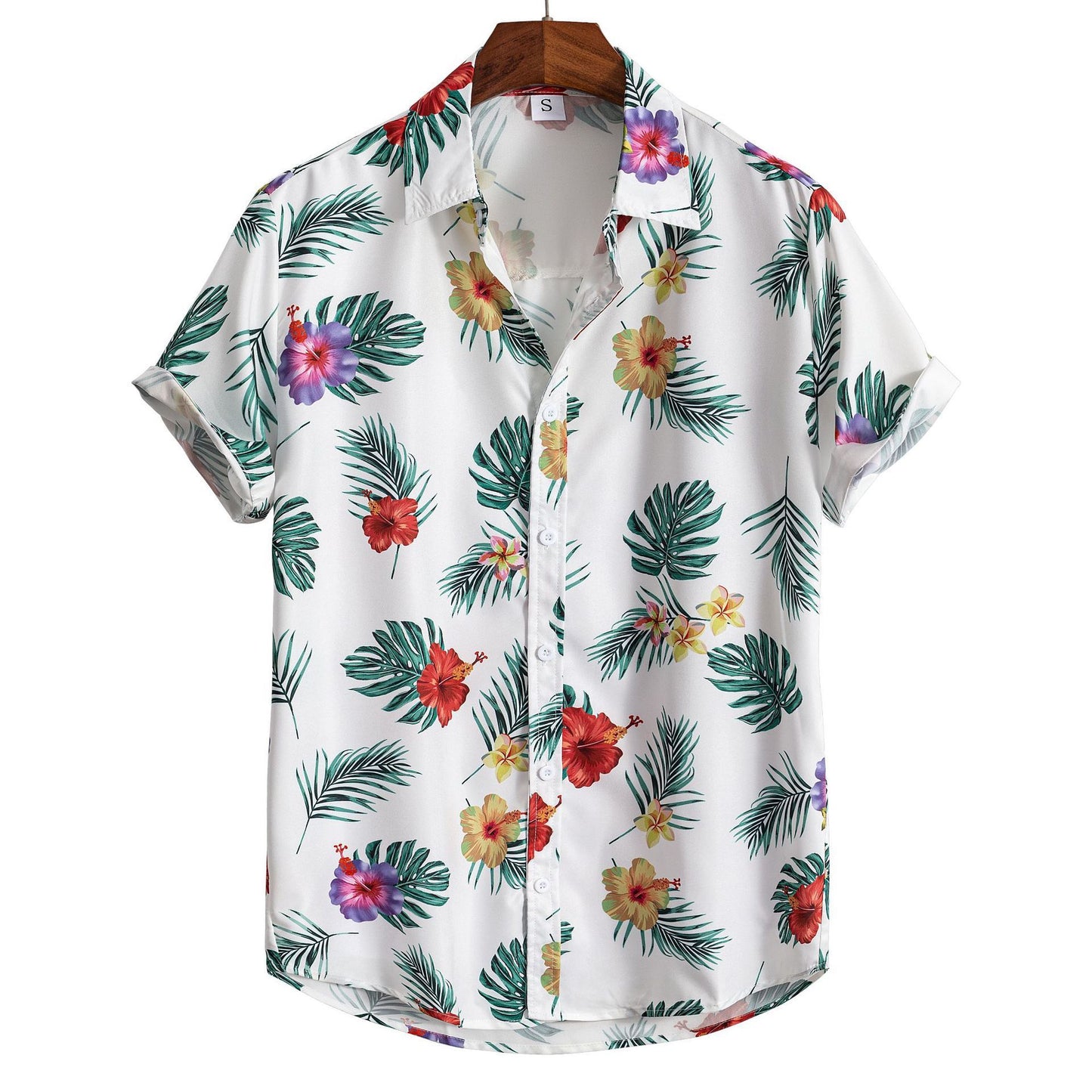 Men's Short-sleeved Shirt 3D Digital Printing Hawaiian Trendy Cardigan Shirt