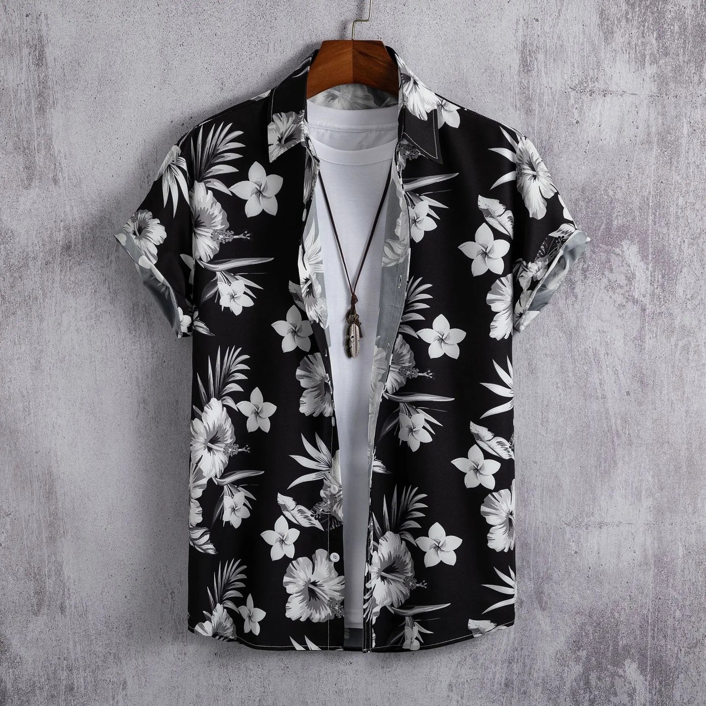 Men's Short-sleeved Shirt 3D Digital Printing Hawaiian Trendy Cardigan Shirt